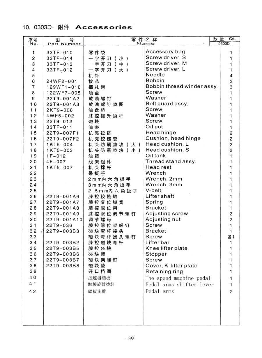 0303D,6202D同步车系列使用说明书及零件手册