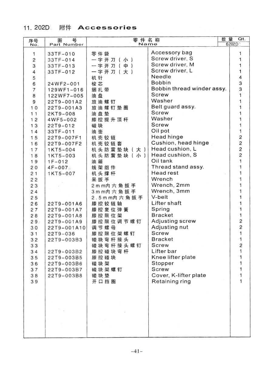 0303D,6202D同步车系列使用说明书及零件手册